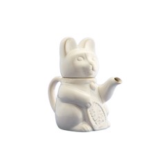 TEA POT CHINA CAT STONWARE WHITE 